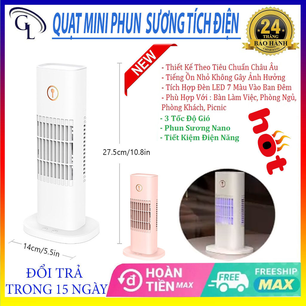 Máy điều hòa mini D3, giá rẻ, phun sương làm lạnh không khí, quạt sạc tích điện mini, quạt tích điện, bảo hành 24 tháng