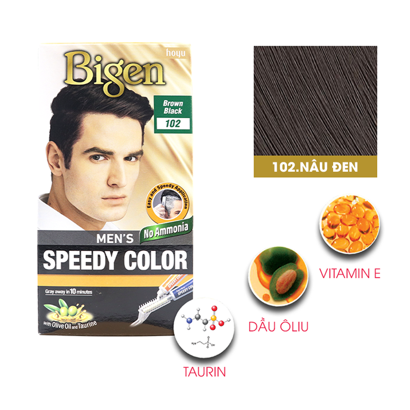 Nhuộm tóc phủ bạc màu nâu đen dạng kem cho nam giới bigen men’s speedy color
