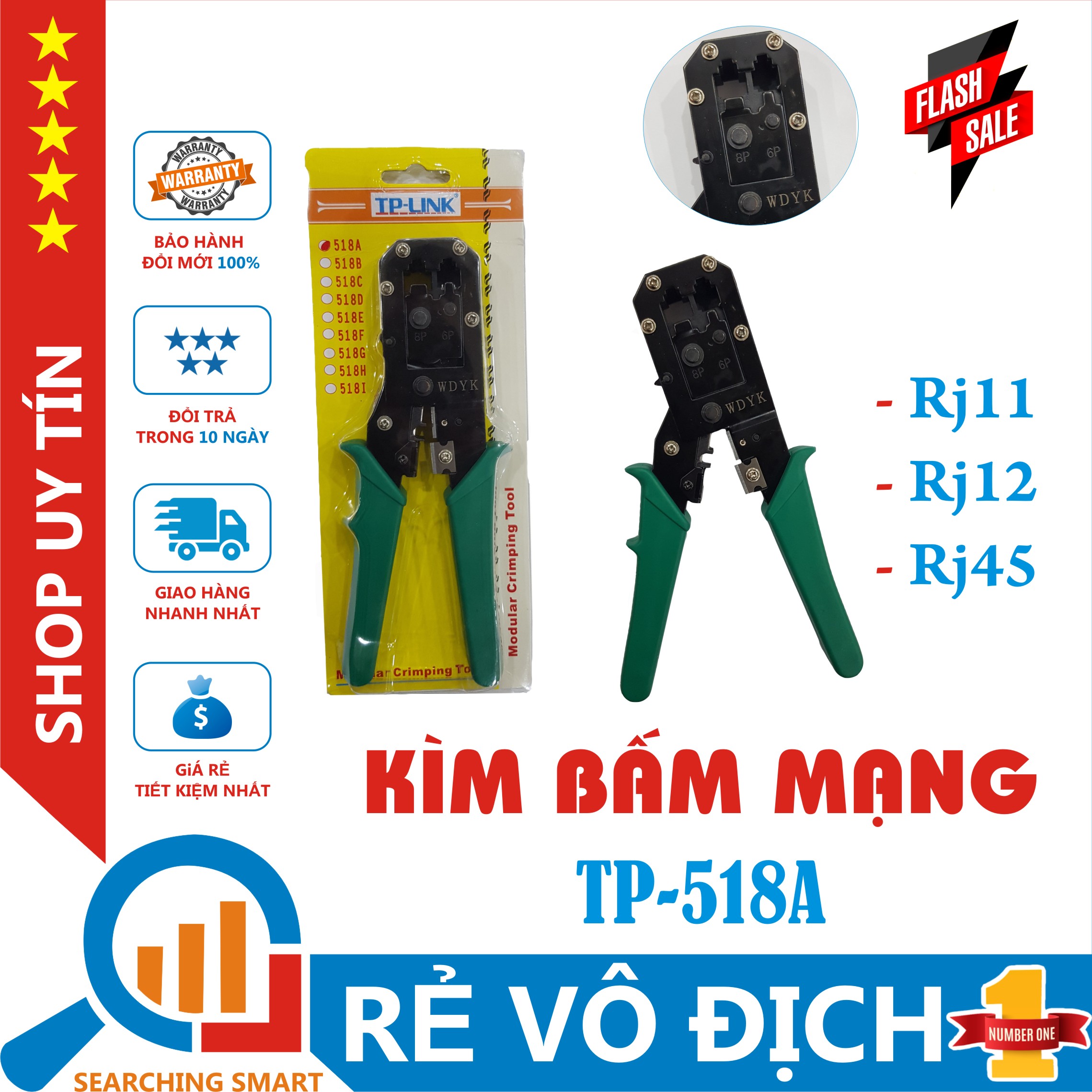 Kìm bấm mạng rj11/rj12/rj45 tp-link tp-518a - thép không gỉ