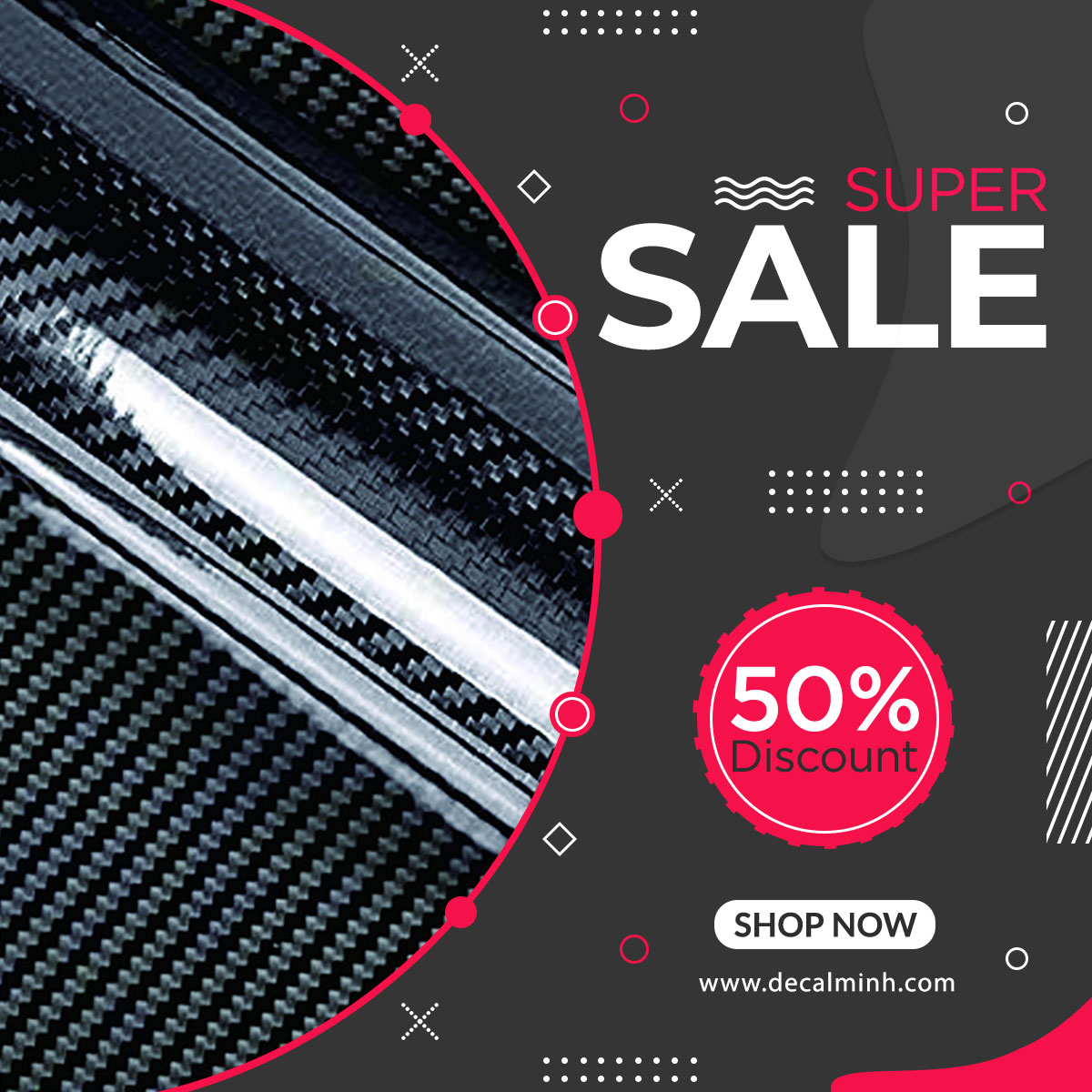 Decal dán xe Carbon 5D