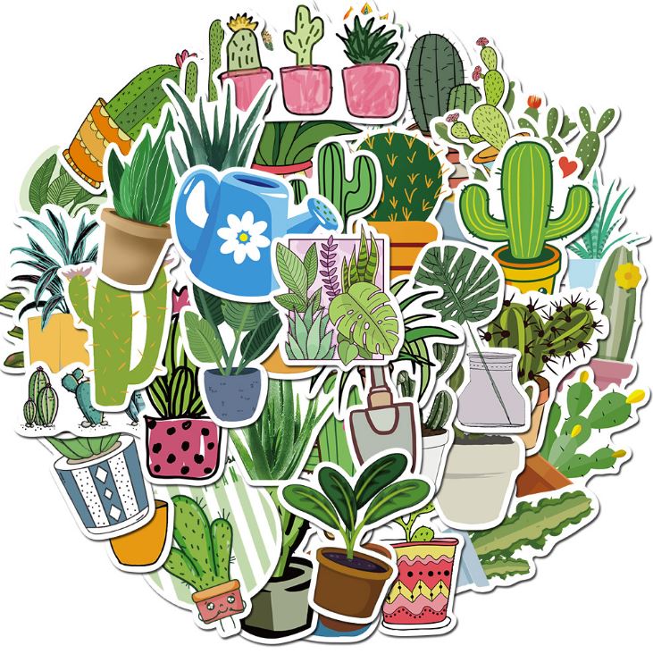 [HCM]Bộ Sticker CÂY KIỂNG decal hình dán chống nước trang trí xe laptop nón bảo hiểm vali #86