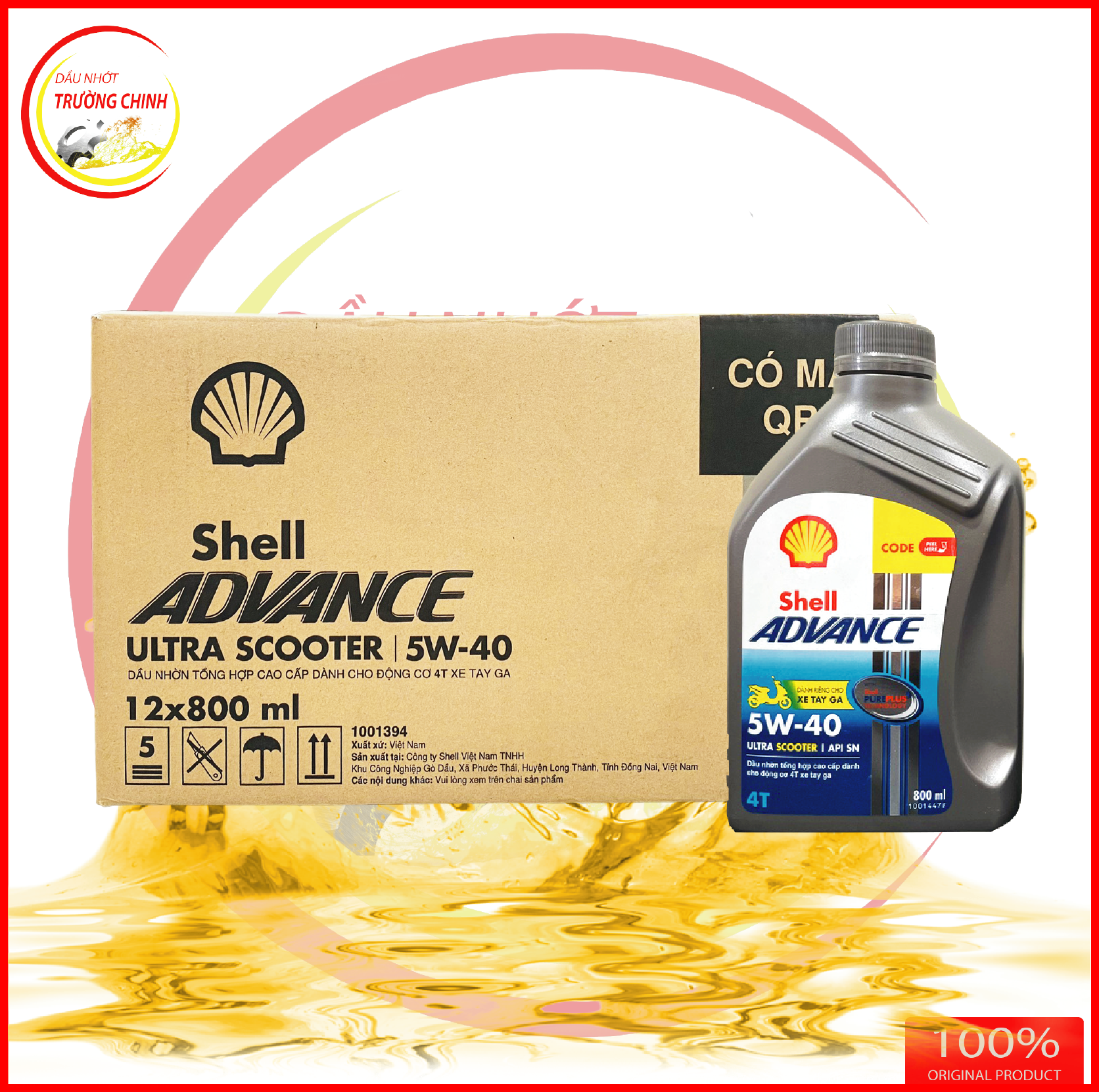Thùng nhớt shell advance ultra scooter 5w40 800ml dành cho xe ga