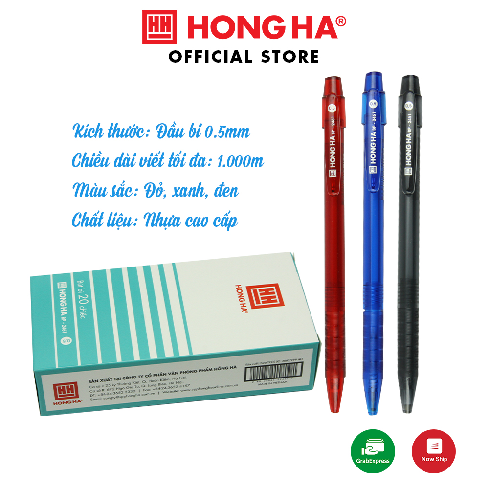 2 chiếc bút bi hồng hà đầu bi 0.5mm 2461