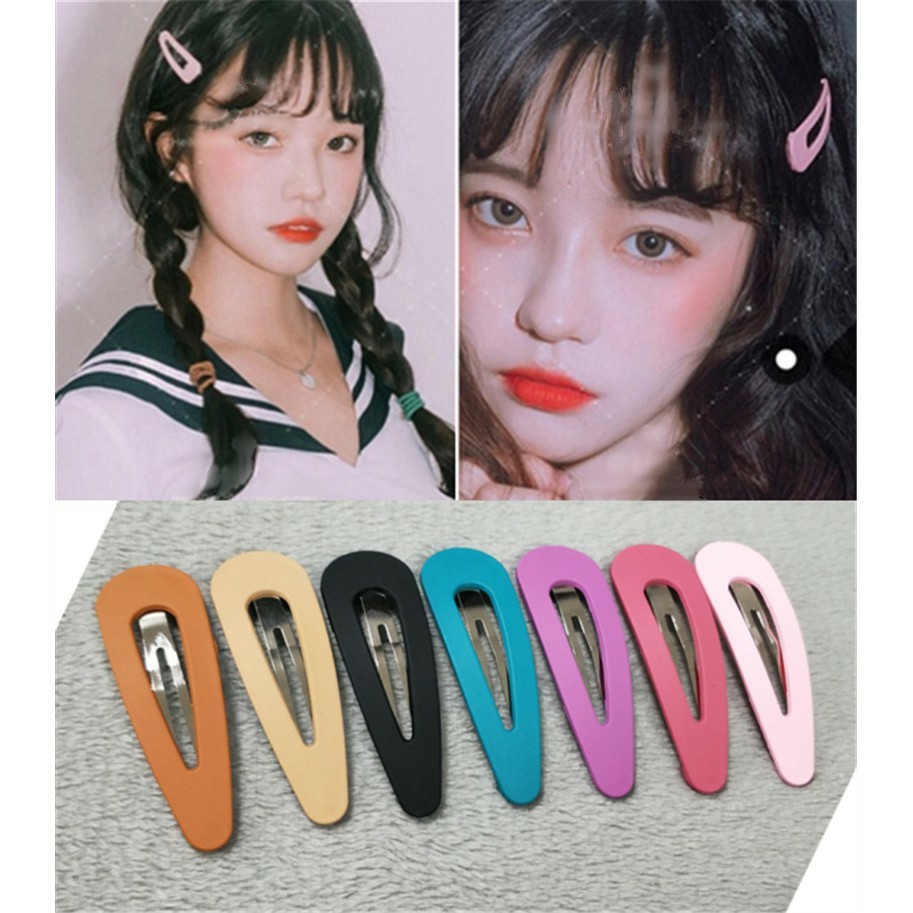 [HCM]FREESHIP-[LẺ 1 CÁI] MỚI  KẸP TÓC OVAL GIỌT NƯỚC MÀU TRƠN VINTAGE SHOP BEECOW