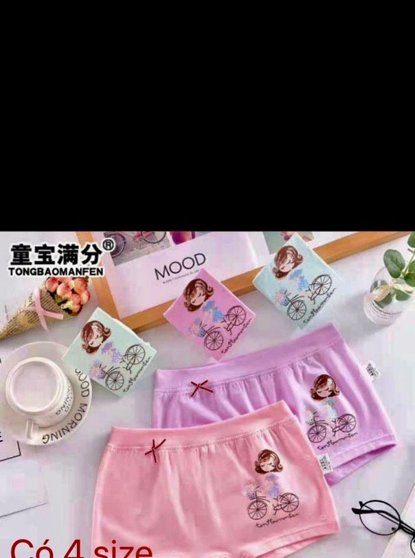 -combo 5 quần chip đùi bé gái cotton in