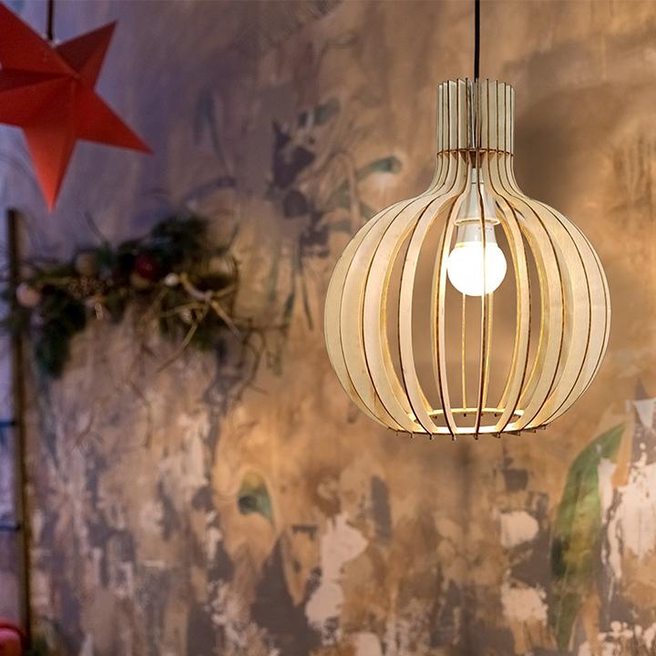 Đèn gỗ akz dáng củ tỏi