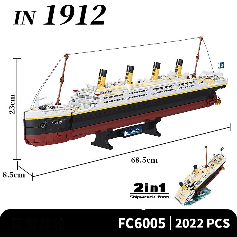 Đồ chơi giáo dục xếp hình lắp ráp mô hình tàu titanic 2 in 1 năm 1912 - fc 6005 - 2022 mảnh