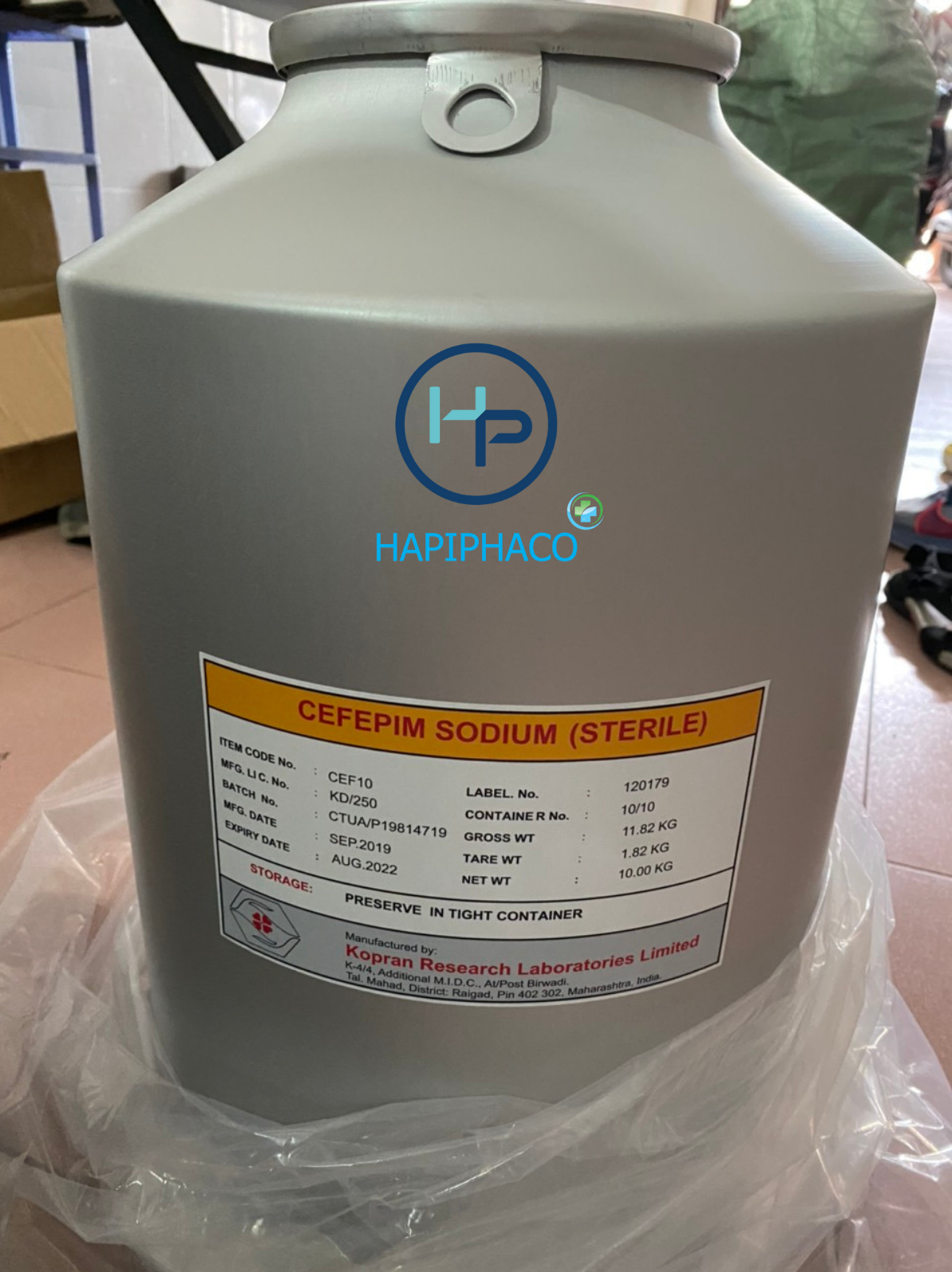 [10KG] Kháng sinh nguyên liệu CEFEPIME SODIUM 98% - Chuyên dùng cho các trường hợp kháng CEFOTAXIME (Nhập khẩu Ấn Độ, nguyên đai, nguyên kiện)