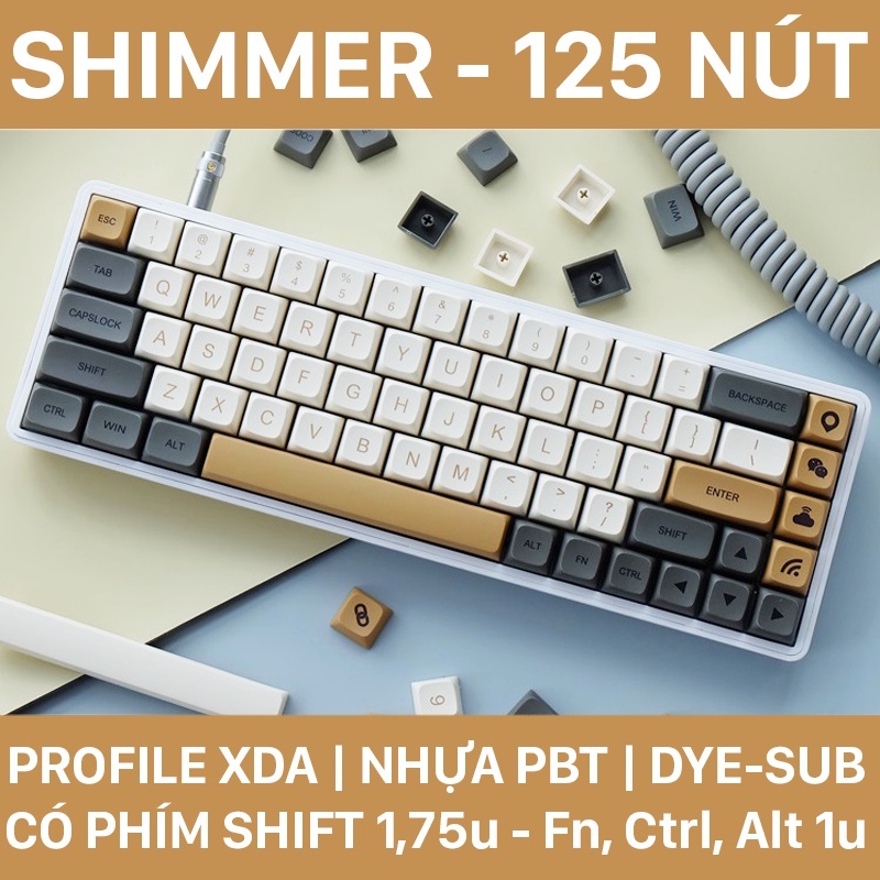 Keycap Shimmer Nhựa PBT Cao Cấp, Profile XDA, In DyeSub 125 Phím