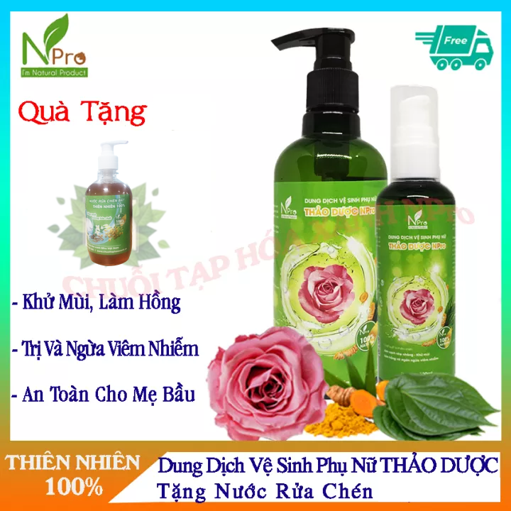 NPro - Dung Dịch Vệ Sinh Phụ Nữ Thảo Dược | Tặng Kèm Nước Rửa Chén tinh dầu Quế 500ml Trị Giá 50K| Khử Mùi, Làm Hồng - Trị Và Ngừa Viêm Nhiễm - An Toàn với Phụ Nữ Mang Thai