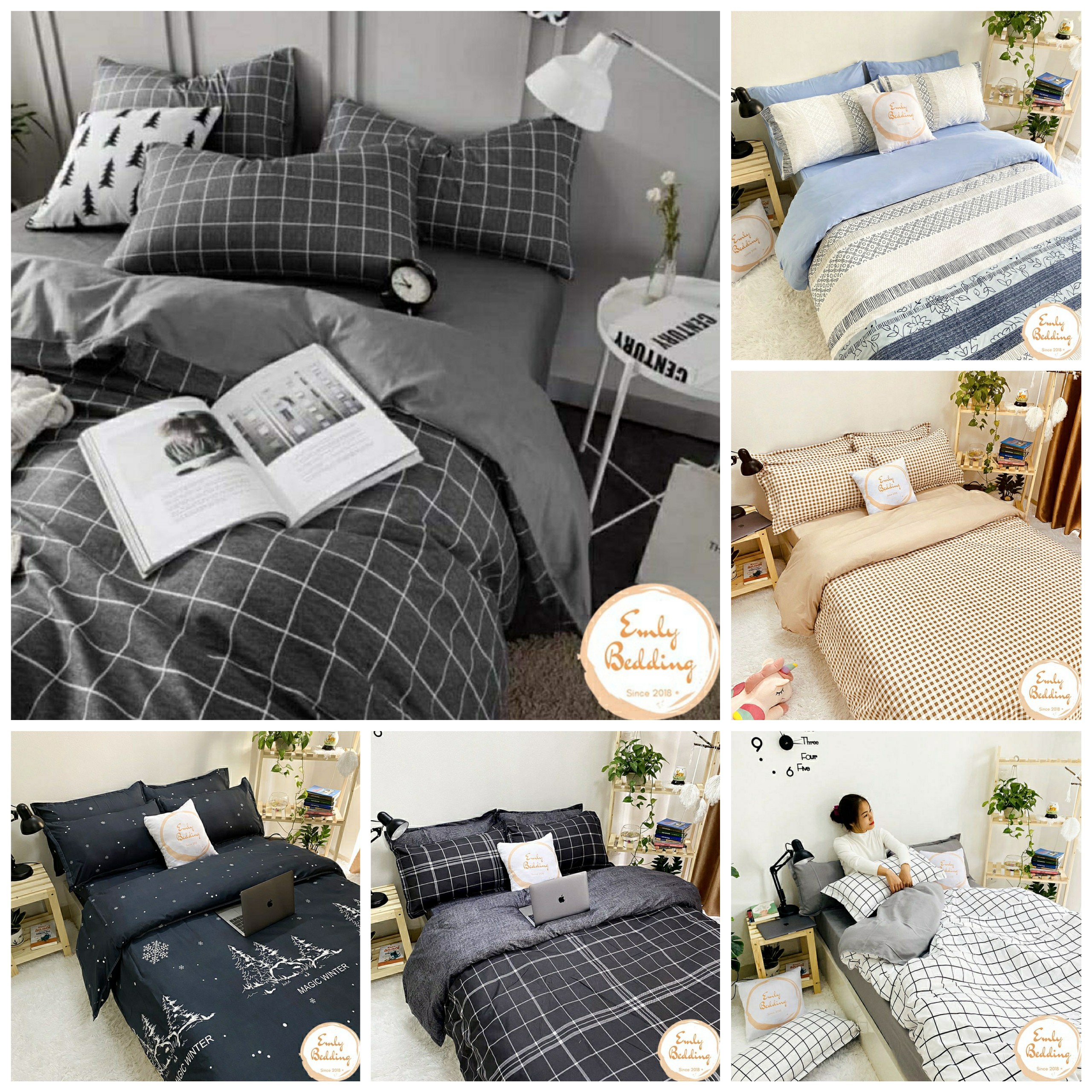 Bộ Chăn Ga Gối Coton 3D Hàng Nhập Khẩu Emly Bedding.( Ảnh Thật )