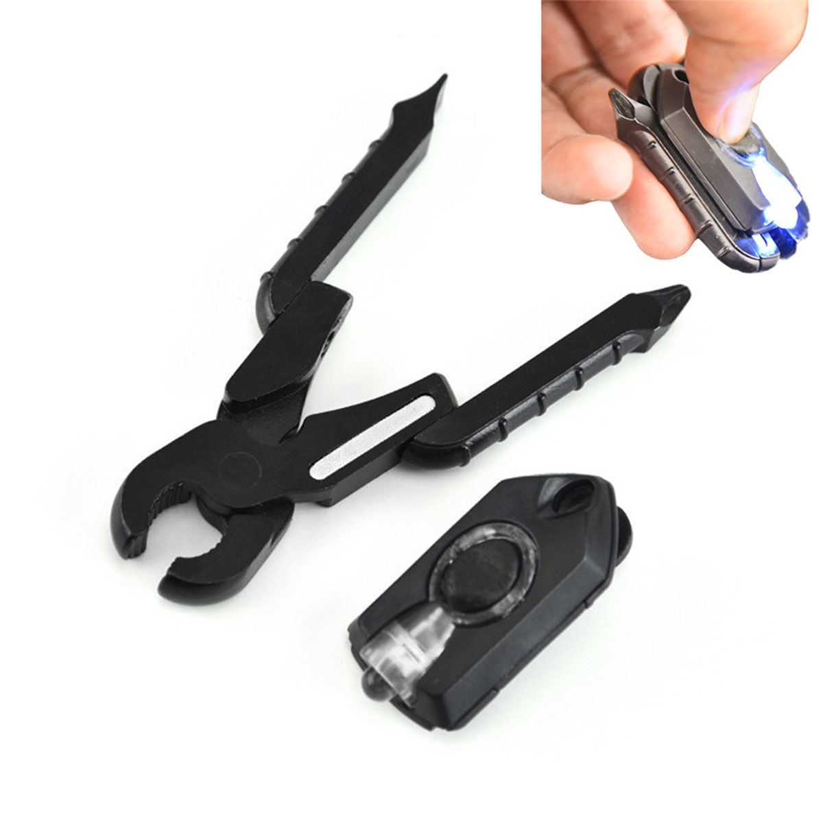 Kềm mini EDC Đa Năng 7 in 1 có đèn Led Mini Tiện Dụng KAVISOTA