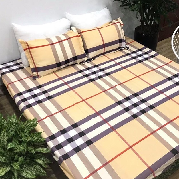 Bộ Chăn Ga Gối Cotton Poly - Hình Kẻ Vàng ( 3 Món , 4 Món , 5 Món ) Tiệm Nhà Cá