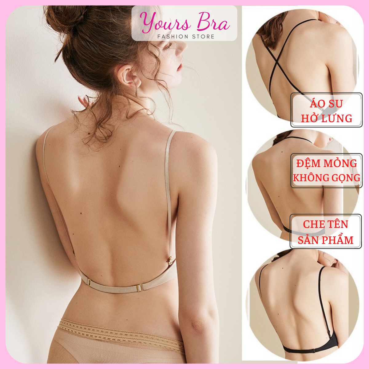 áo lót nữ, áo bra su hở lưng đệm mỏng, có thể tháo rời sexy YoursBra