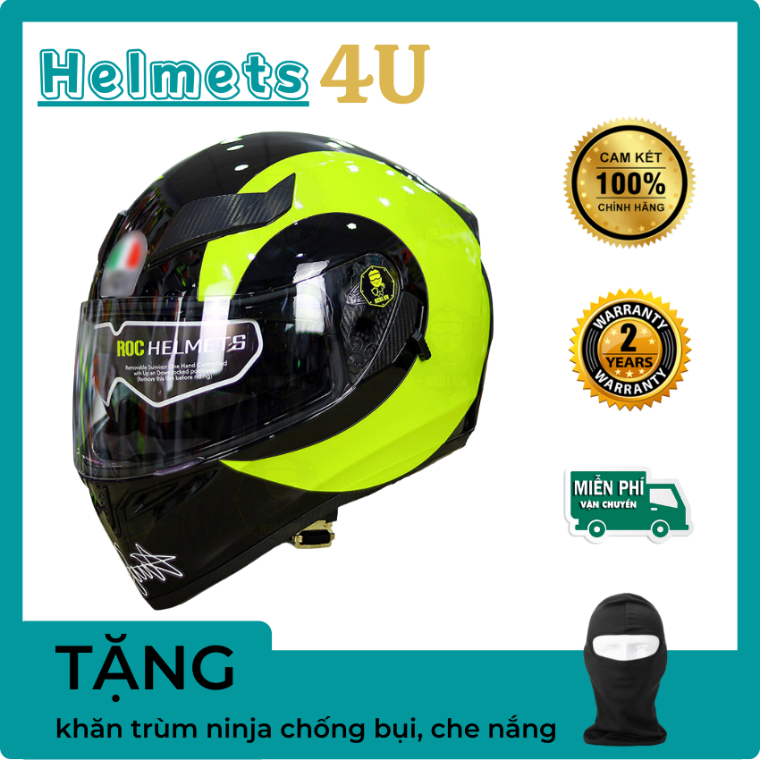 Mũ Bảo Hiểm Fullface 2 Kính ROC 05 Đen Bóng Lên Tem Decal AGV Soleluna All Fit - Helmets 4U
