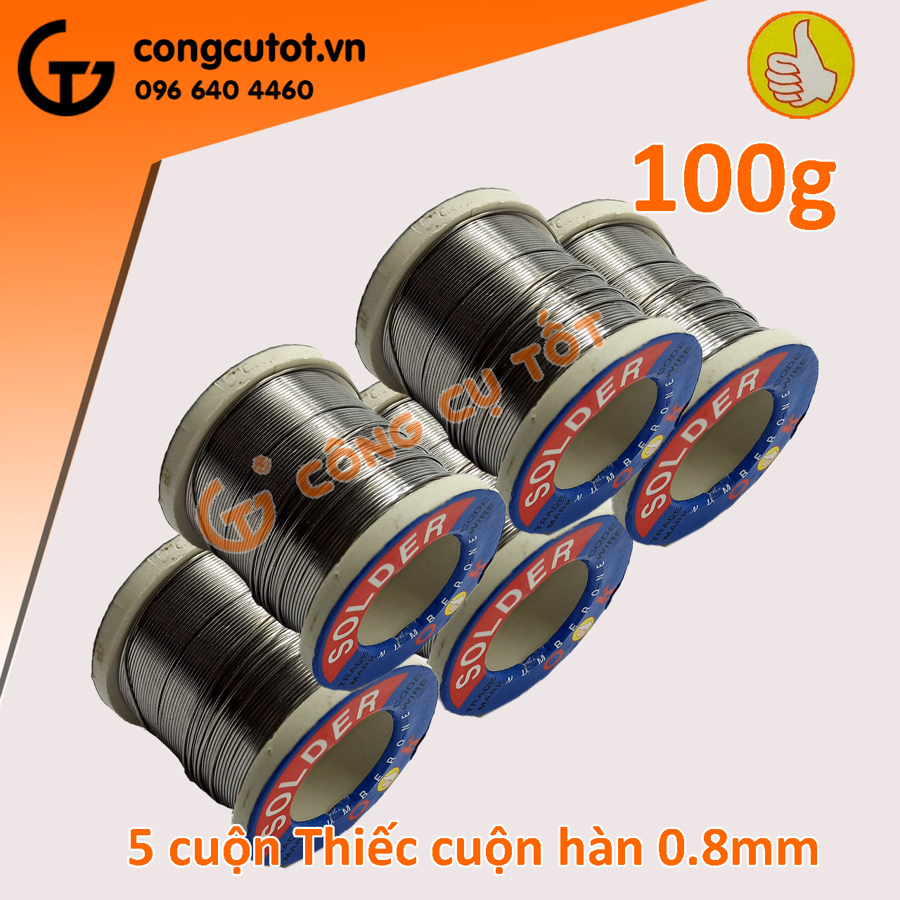Combo 5 cuộn thiếc hàn solder-ok 0.8mm 100g