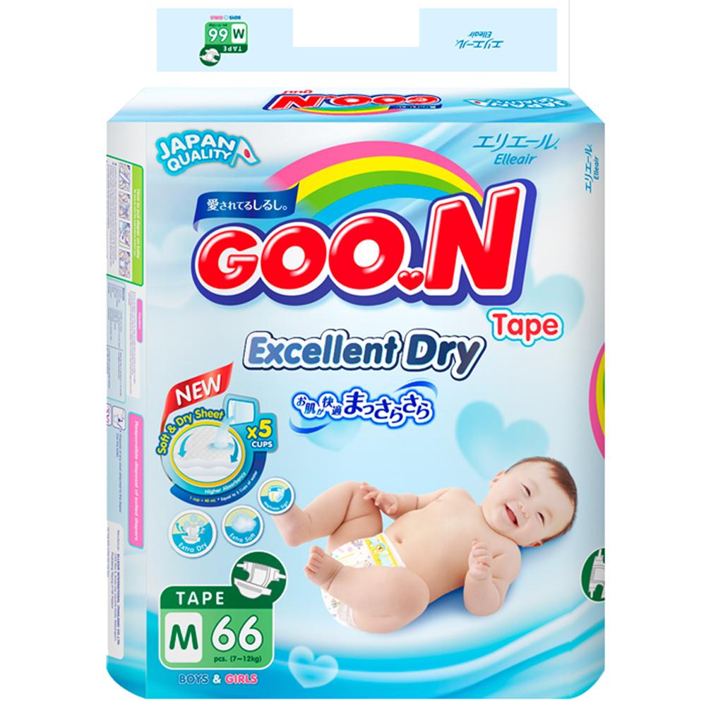 [tặng 1 GẤU hoặc 1 VÁY hoặc 1 BỘ QUẦN ÁO chất liệu cotton dày dặn, khách inb để chọn quà]Bỉm / tã dán Goon slim M66, L56, XL50 kèm quà tặng