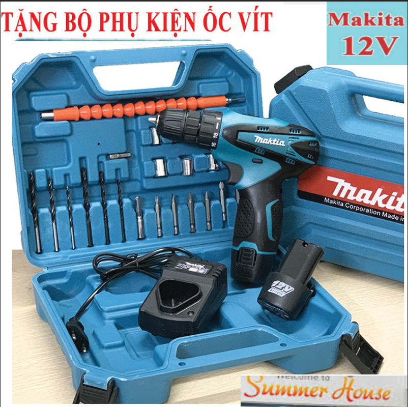 [HCM][GIÁ CHẠM ĐÁY] Máy Khoan Makita 12v-Tặng Bộ Phụ Kiện 24 Chi Tiết–Máy Bắt Vít 12v Khoan Gỗ Khoan Kim LoạiCó Thể Bắt Được Hầu Hết Các Loại Vít-Máy Khoan Pin Makita 12v Rất Hiệu Quả Sử Dụng Trong Gia Đình Hoặc Thi Công Công TrìnhNhà XưởngBh 12 Tháng
