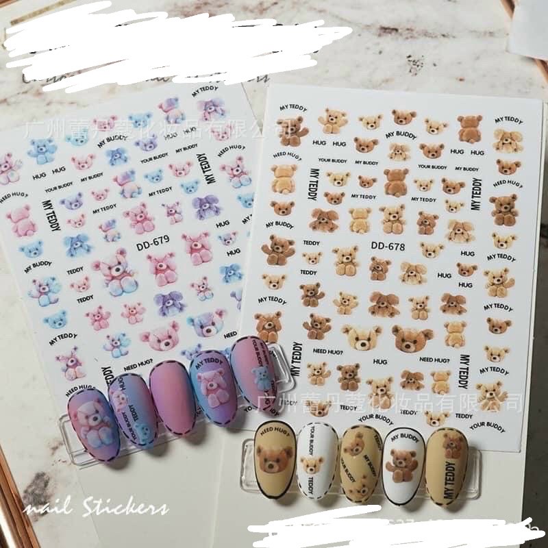 Sticker mẫu hoạt hình ngộ nghĩnh dán móng tay nail