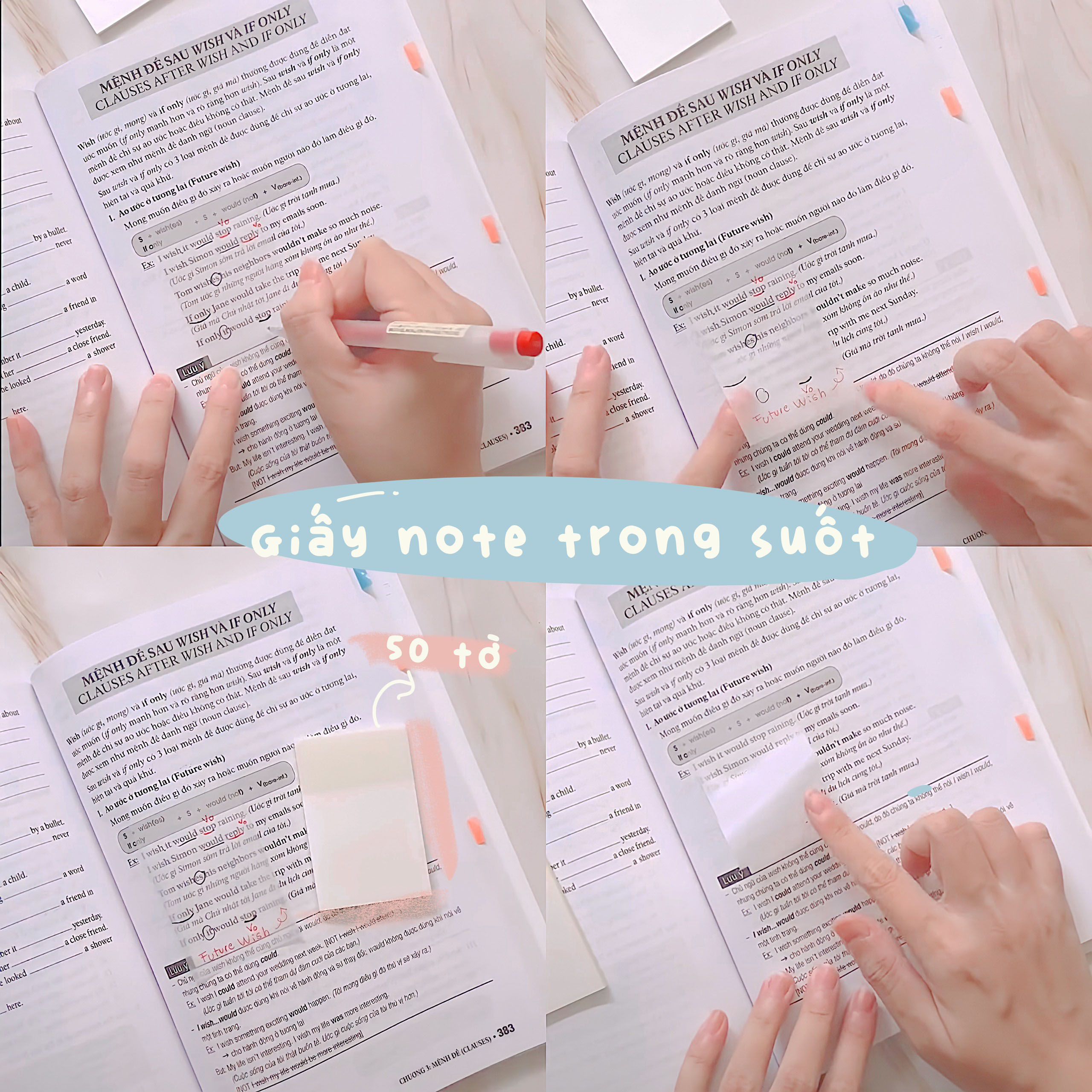 GIẤY NOTE TRONG SUỐT 50 TỜ GHI CHÚ KHÔNG BẨN ĐẾN SÁCH