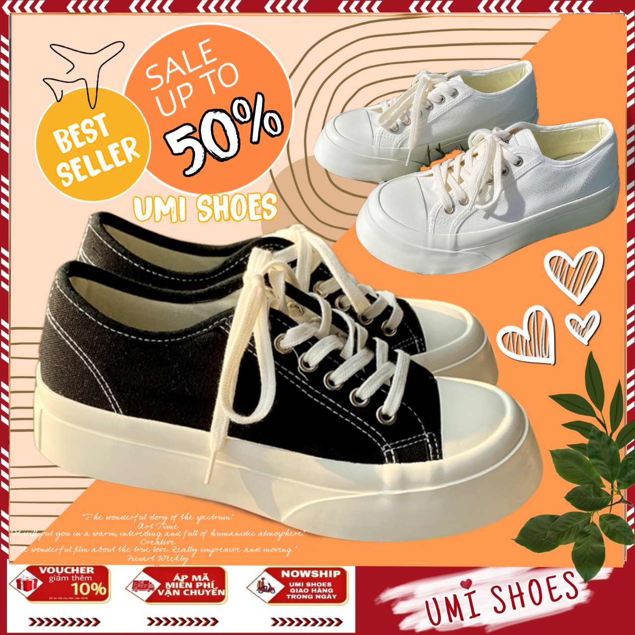 HOÀN TIỀN 15% - HOT Giày thể thao nữ Ulzzang mã BAZIK UMI SHOES vải canvas cao 4cm basic đế bằng bánh mì vải mềm màu đen trắng năng động trẻ trung hot trend đẹp đơn giản kiểu mới xinh buộc dây đi học đi chơi thời trang Hàn quốc