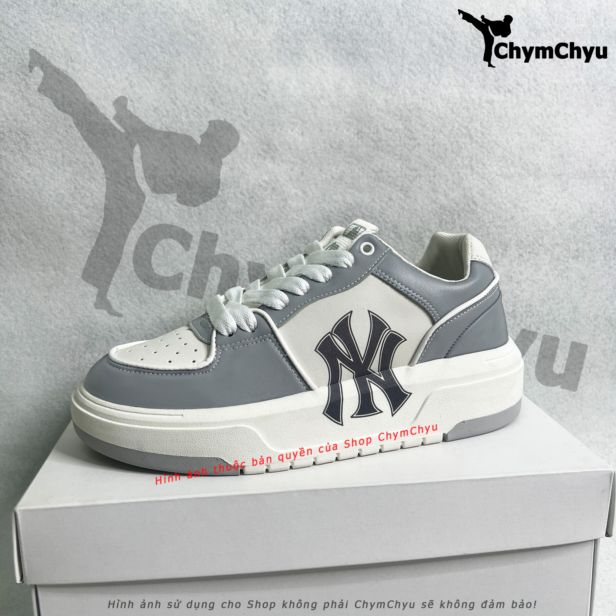 Giày thể thao mlb chunky liner ny ghi xám nam nữ, giày mlb ny sneaker