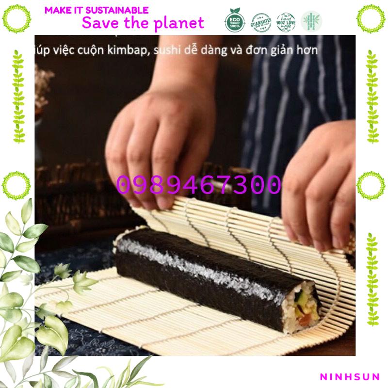 Mành Tre Cuộn Cơm Sushi Kim Bắp Hàn Quốc,Dụng cụ cuộn kimbap bằng gỗ không dính, chất lượng cao, dễ vệ sinh - Giúp bạn cuộn kimbap gọn gàng và đẹp mắt hơn - Mành tre làm kimbap, sushi, cơm cuộn giá rẻ