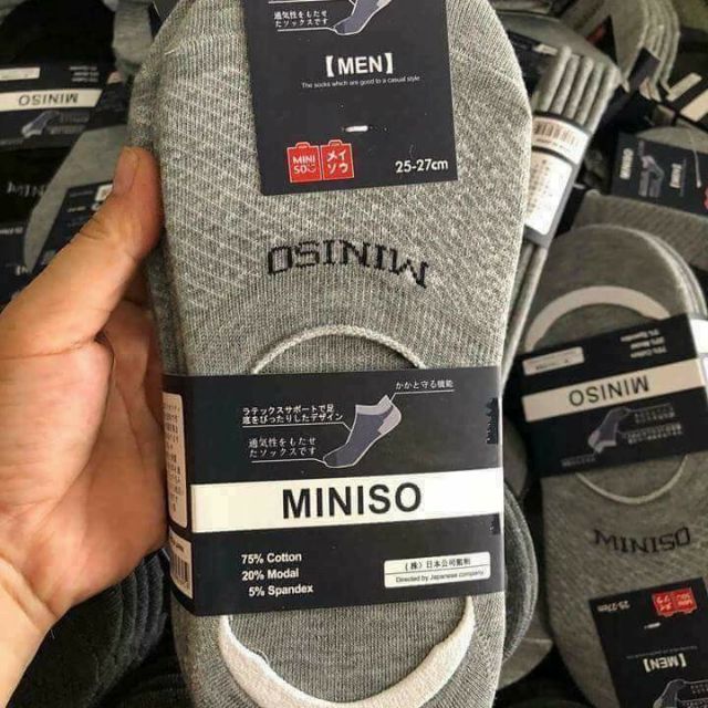 Combo 10 Tất hài nam xuất Nhật MINISO kháng khuẩn, Set 10 vớ mang giày lười chống trượt - Litchee Shop