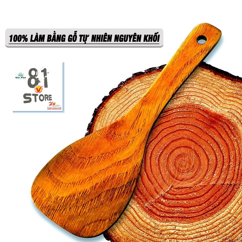 Vá môi xới cơm gỗ 20 cm -sạn thẳng - muôi xới cơm, muỗng xúc cơm lúa mạch chống dính