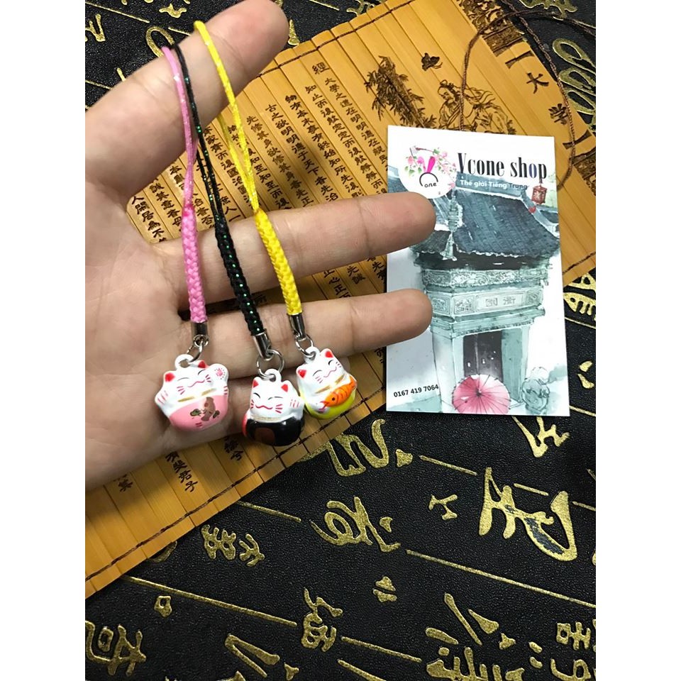 Móc khóa Neko mèo may mắn Totoro móc treo điện thoại đèn lồng Bóng pokemon Lợn đất trang trí