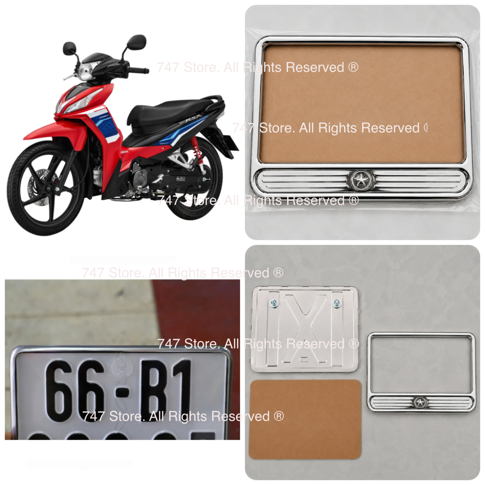 Bộ Khung Biển Số Xe Wave RSX Inox 201 LOẠI NGÔI SAO D50657 - D106