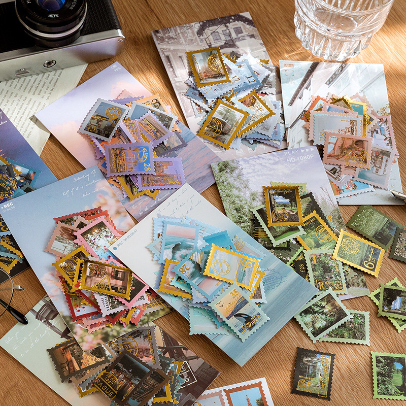 40 pcs stickers tem thư có nhũ cổ điển / vintage DIY