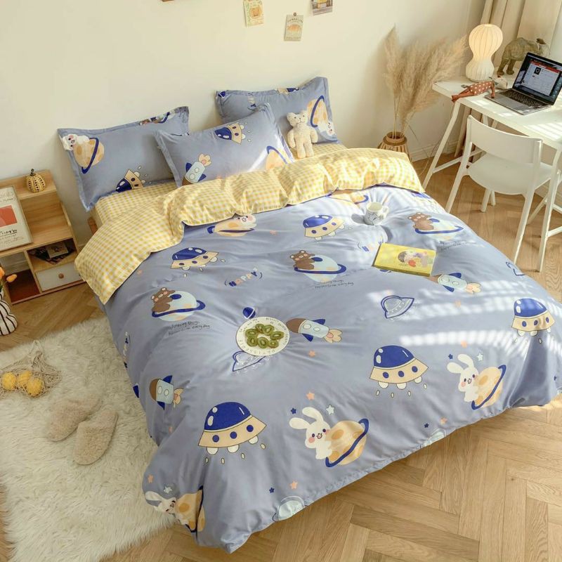 Bộ Chăn Ga Gối Thỏ Bay Cotton Poly Bộ Chăn Ga Gối Cao Cấp Nhập Khẩu 5 Món, 4 Món Bộ Sản Phẩm Chăn Ga Gối Nệm Nhiều Kích Thước Dùng 4 Mùa Gồm 1 Ga, 1 Vỏ Chăn, 02 Vỏ Gối (Có Lựa Chọn Mua Thêm Vỏ Gối Ôm)
