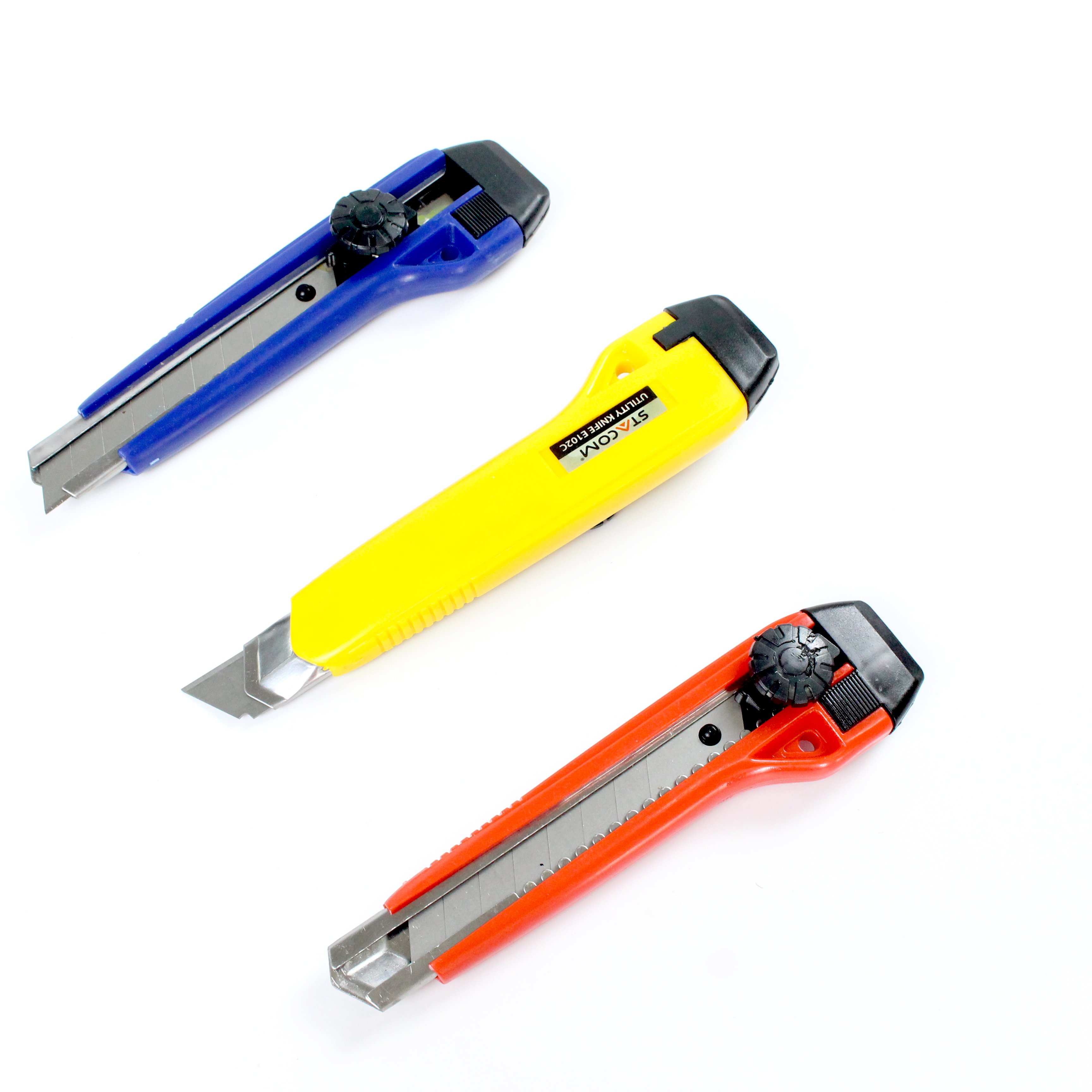 Dao rọc giấy lớn 2 lưỡi có khóa vít vặn stacom, abs 180.5 mm e102c