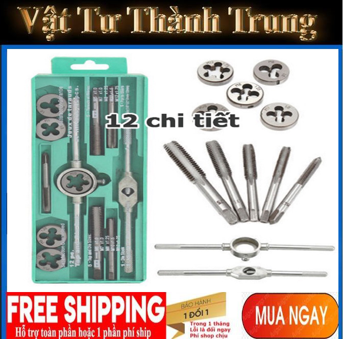 Bộ taro tạo ren trong + ren ngoài 12 chi tiết
