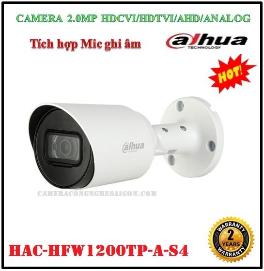 [HCM]Camera quan sát 2MP Dahua HAC-HFW1200TP-A-S4 thế hệ S4 hỗ trợ HDCVI/HDTVI/AHD/ANALOG
