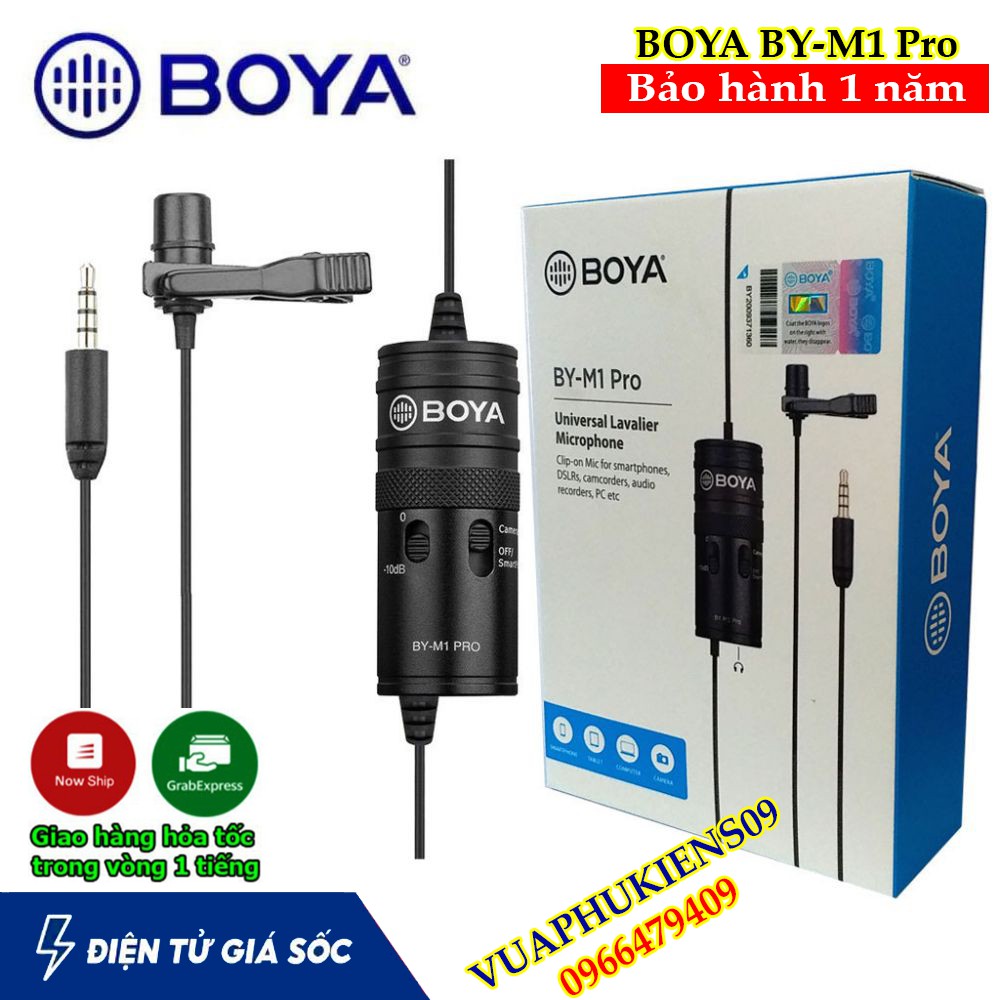 Micro Boya by m1 Pro thu âm gài áo cho điện thoại, máy ảnh