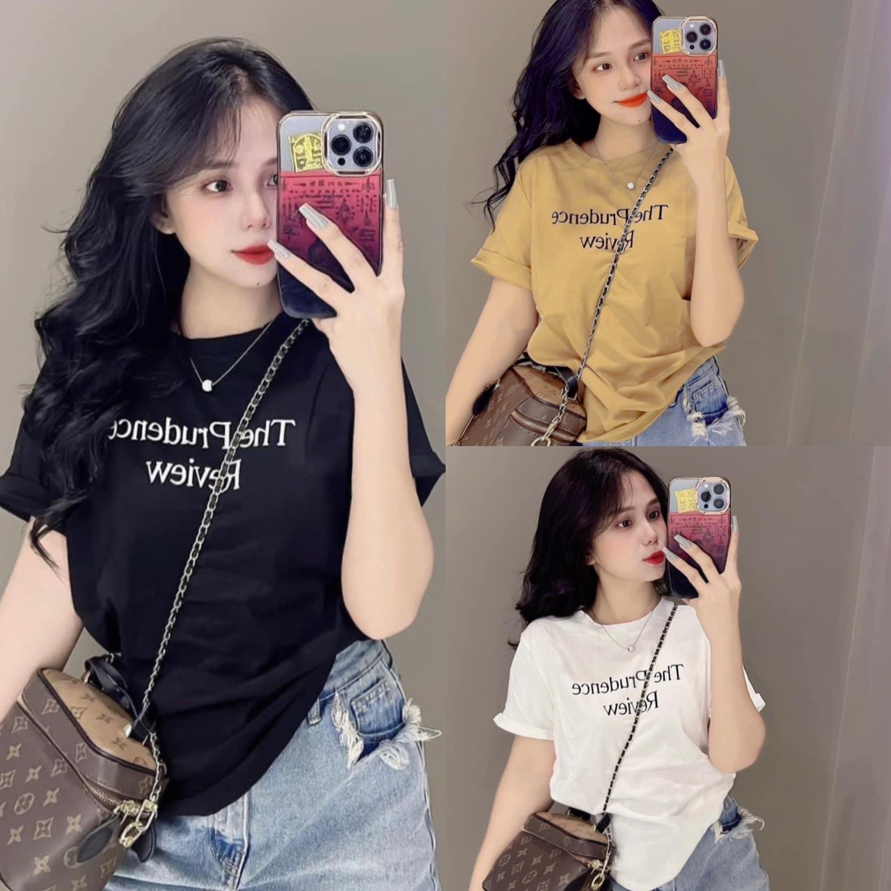 Áo thun Thái nữ dáng vừa phối chữ