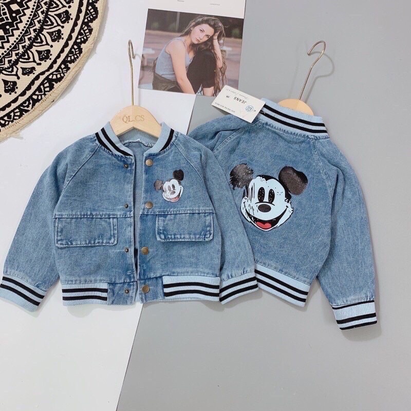 Áo bò hình Micky cho bé từ 7-22kg, Áo khoác bò cho bé
