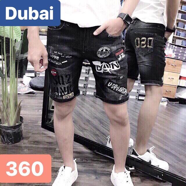 QUẦN SHORT SỌT LỬNG JEAN NAM CHẤT BÒ ĐEN LỬNG THÊU CHO MÙA HÈ 2021 BD-360 CAO CẤP - DUBAI FASHION