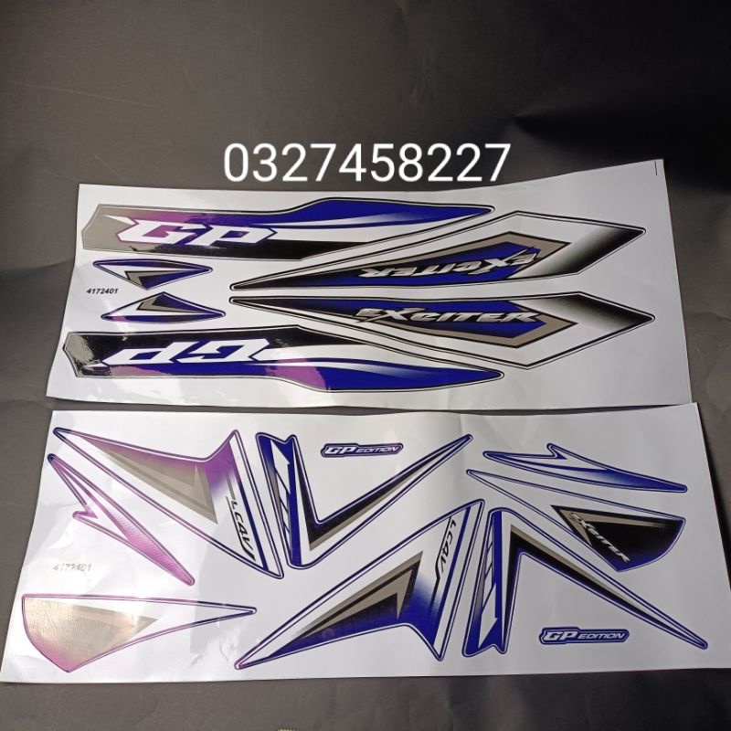 Bộ tem dán xe exciter 2010 xanh gp 135