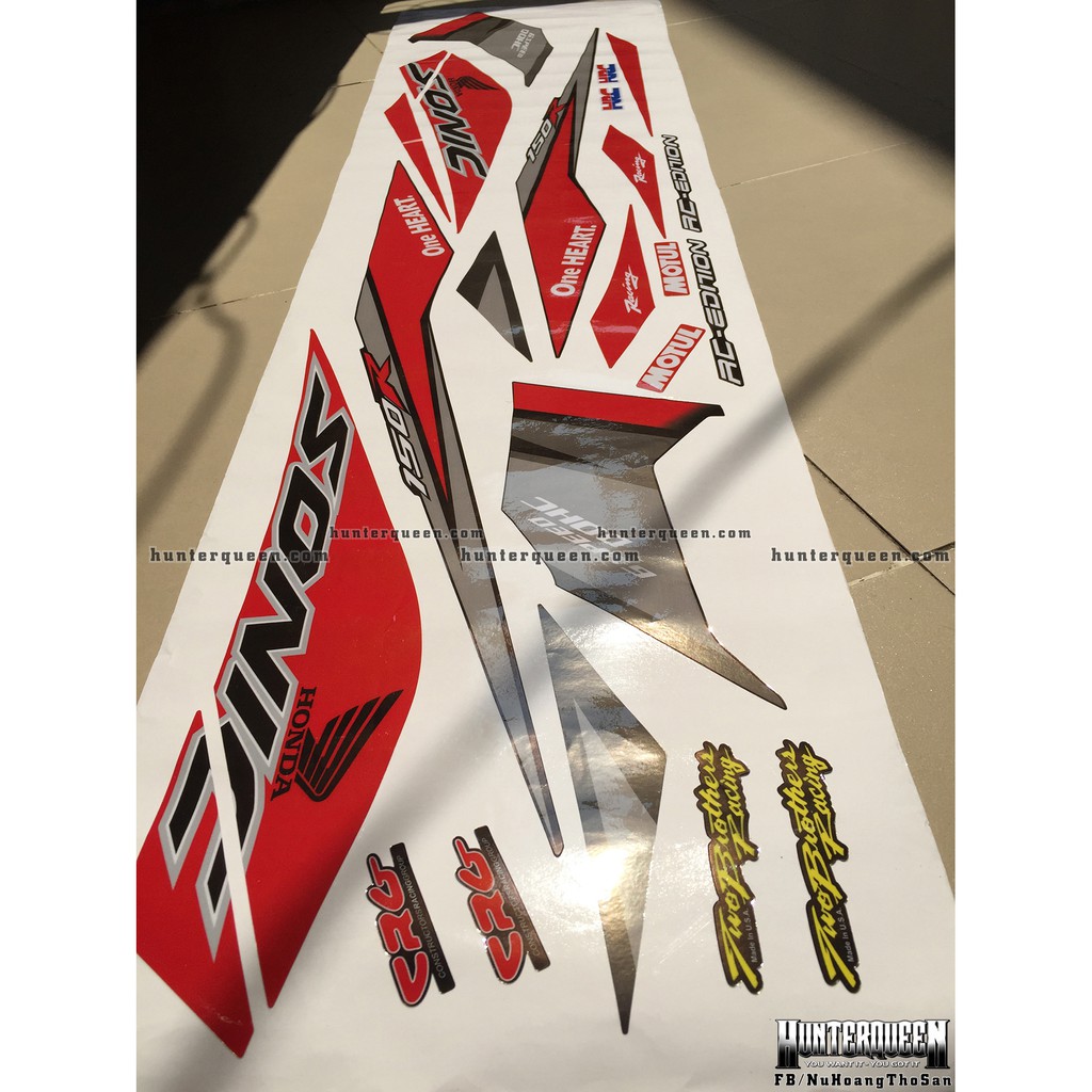 Tem Rời Dán Xe Sonic. Đen Đỏ Trắng