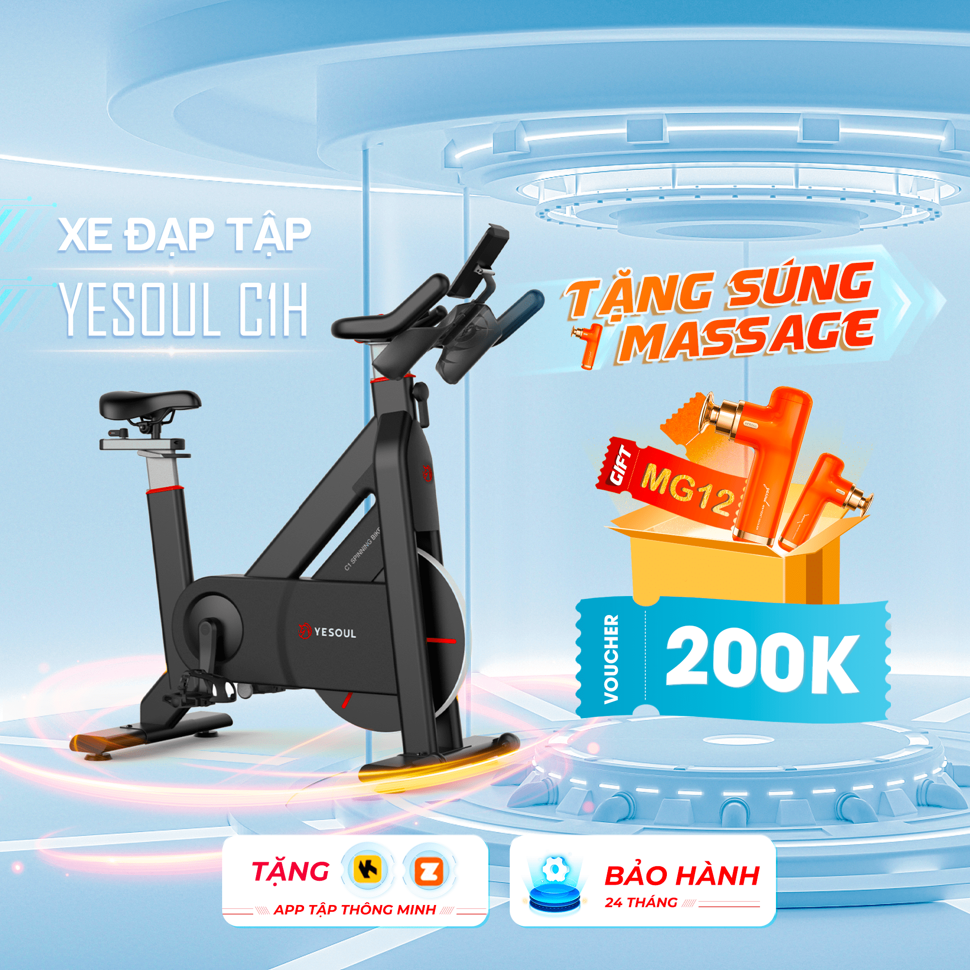 Xe đạp tập trong nhà, xe đạp tập thể thao yesoul c1h kết nối ứng dụng tập luyện hỗ trợ giảm cân