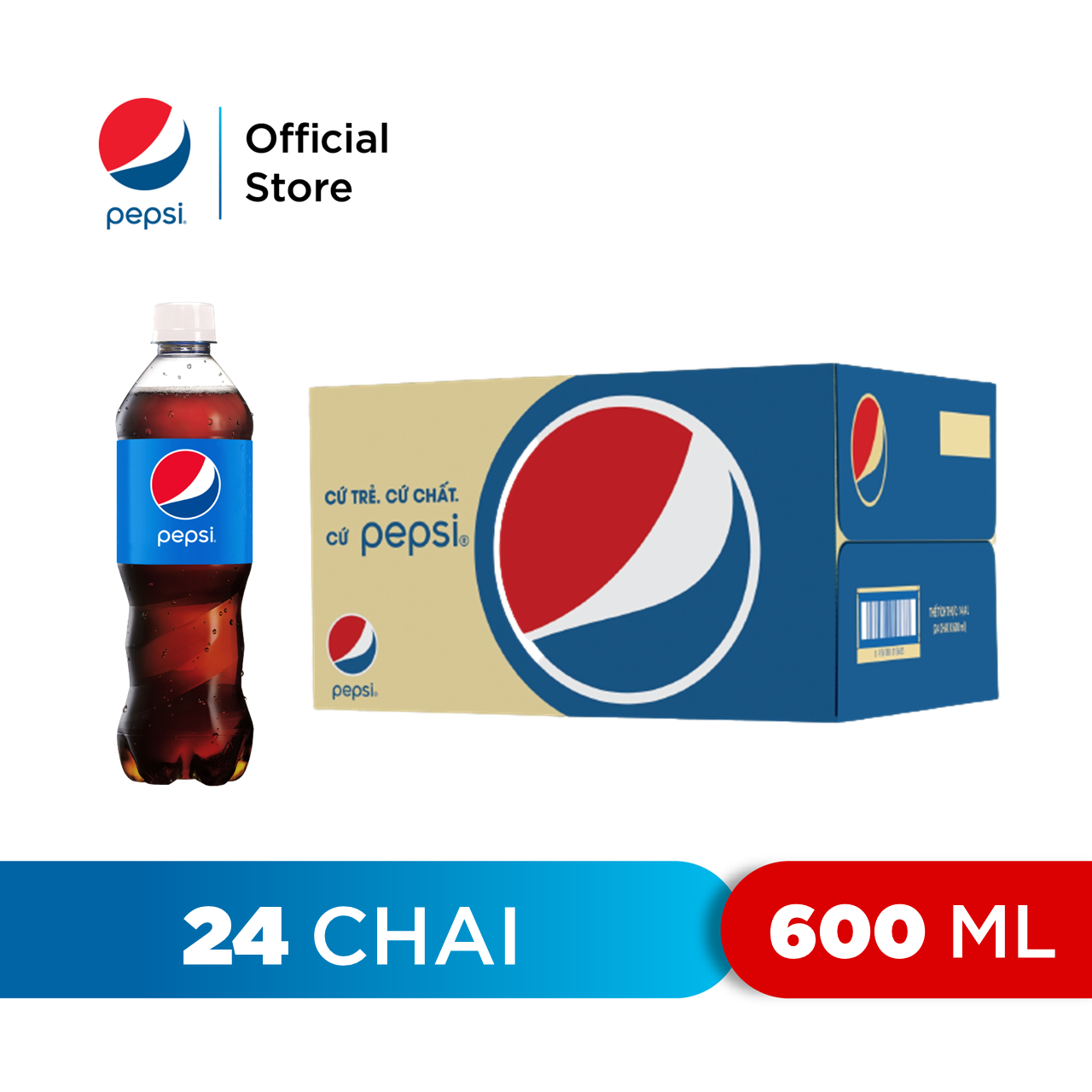 HCM - FREESHIP 0Đ Thùng 24 Chai Nước Ngọt Có Gaz Pepsi 600ml chai