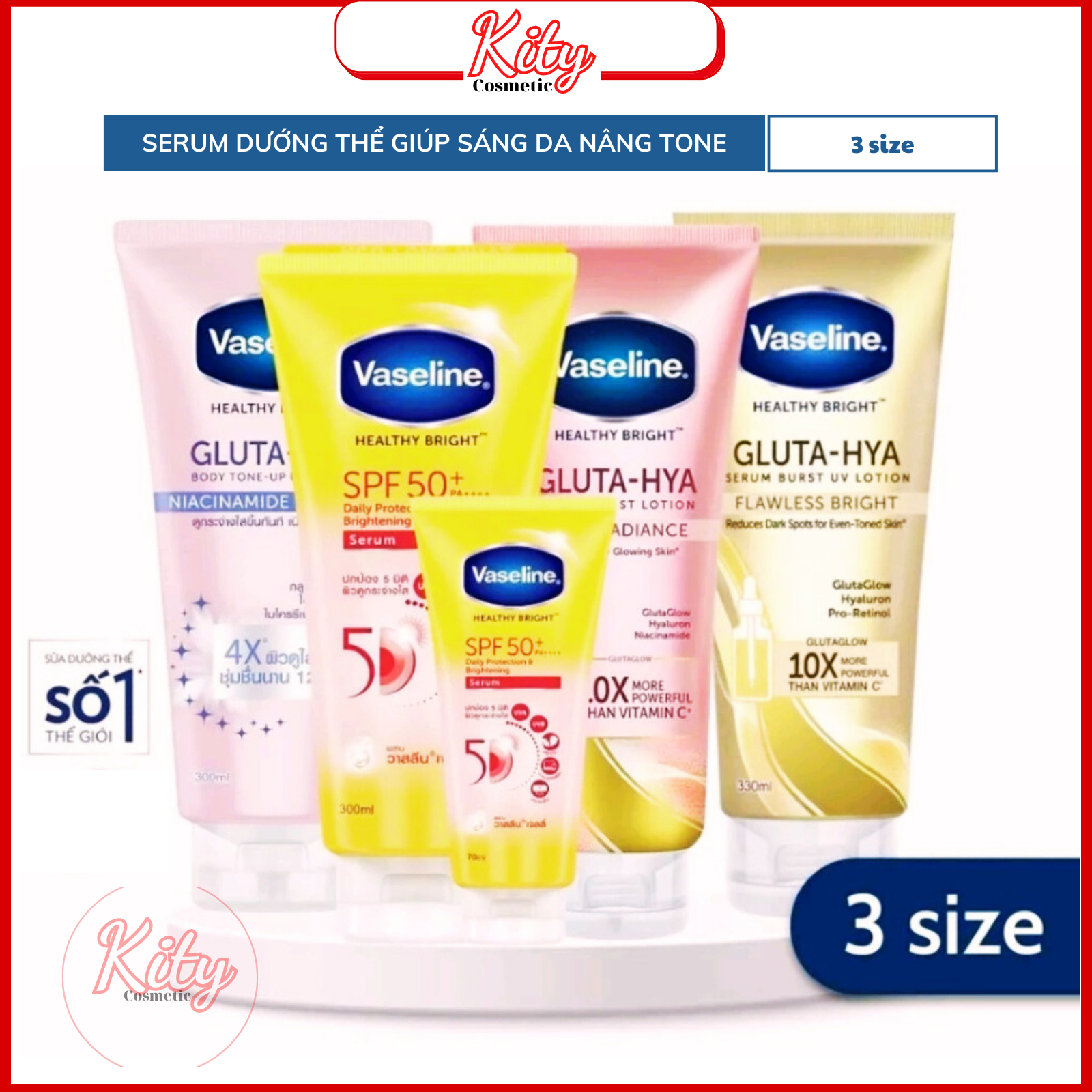 Sữa dưỡng thể vaseline healthy bright gluta hya serum 10x