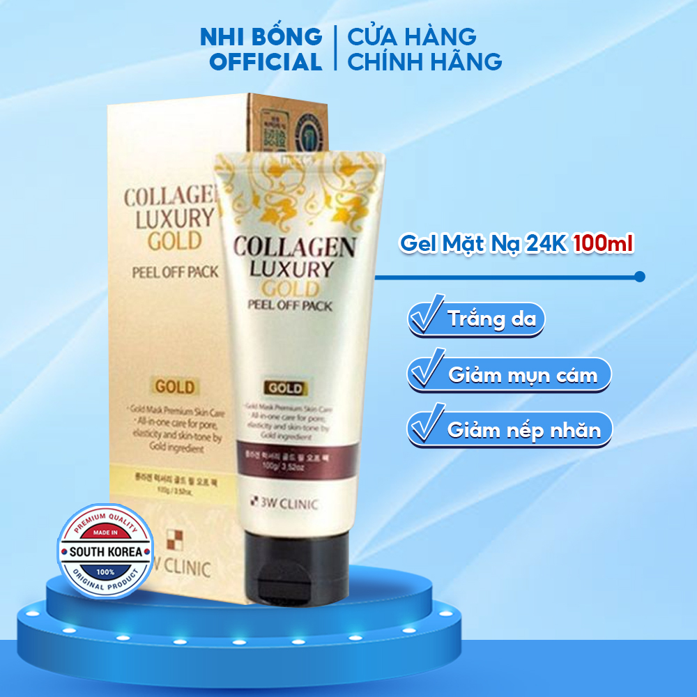 Mặt Nạ Lột 24K Dưỡng Da 3W Clinic Hàn Quốc tinh chất vàng 24K giúp trắng da giảm mụn cám & giảm nếp nhăn 100ml