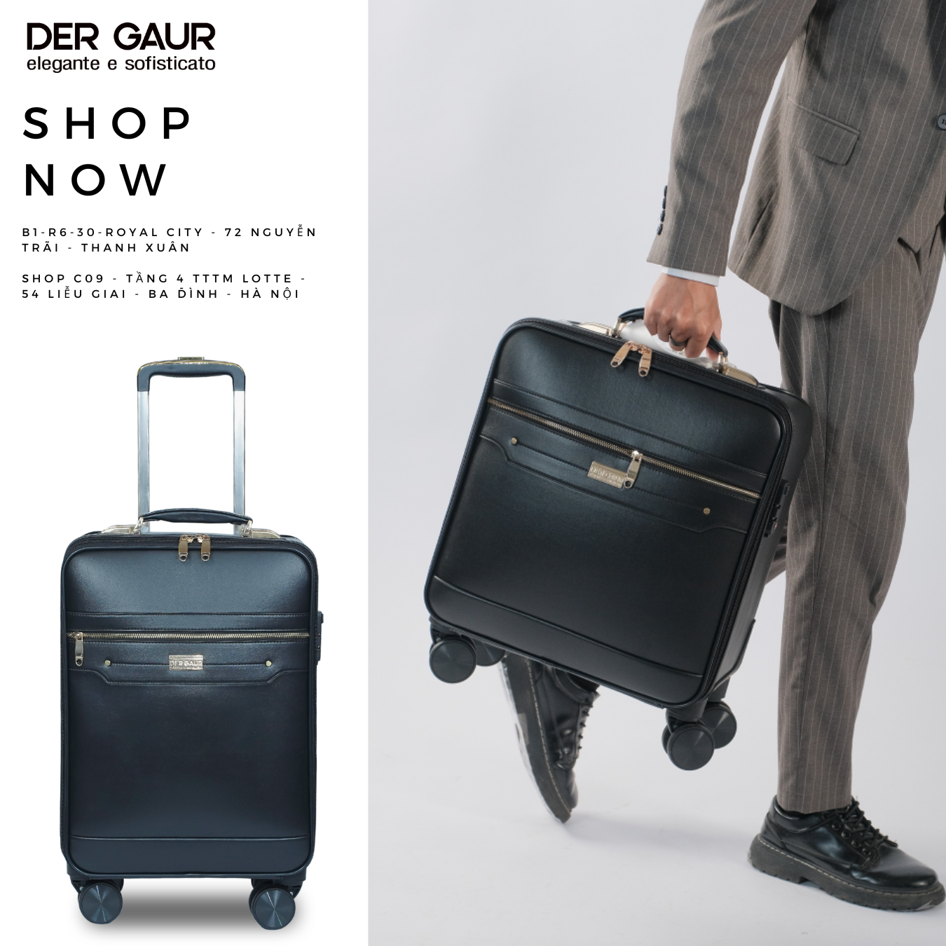 Vali hành lý chất da cao cấp dergaur dgj a01 - 14