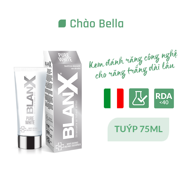 Kem Đánh Răng Cho Răng Trắng Bền Vững BlanX Pro Pure White tube 75ml - chaobella