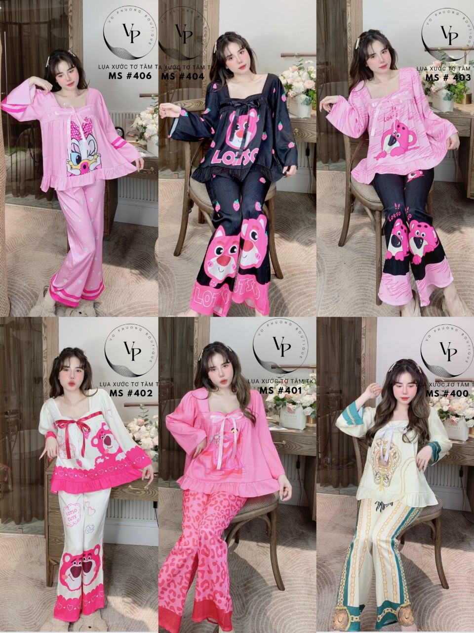 Bộ tiểu thư cổ vuông nơ ngực lụa xước tơ tằm 40-62kg dài tay