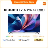 Xiaomi TV A Pro 32 2026 | Màn hình QLED sống động, rực rỡ | Bề mặt kim loại bắt mắt với thiết kế khung viền siêu mỏng | Âm thanh phong phú với Dolby Audio™, DTS:X, DTS Virtual:X | Mọi nội dung phát trực tiếp. Trên một màn hình duy nhất